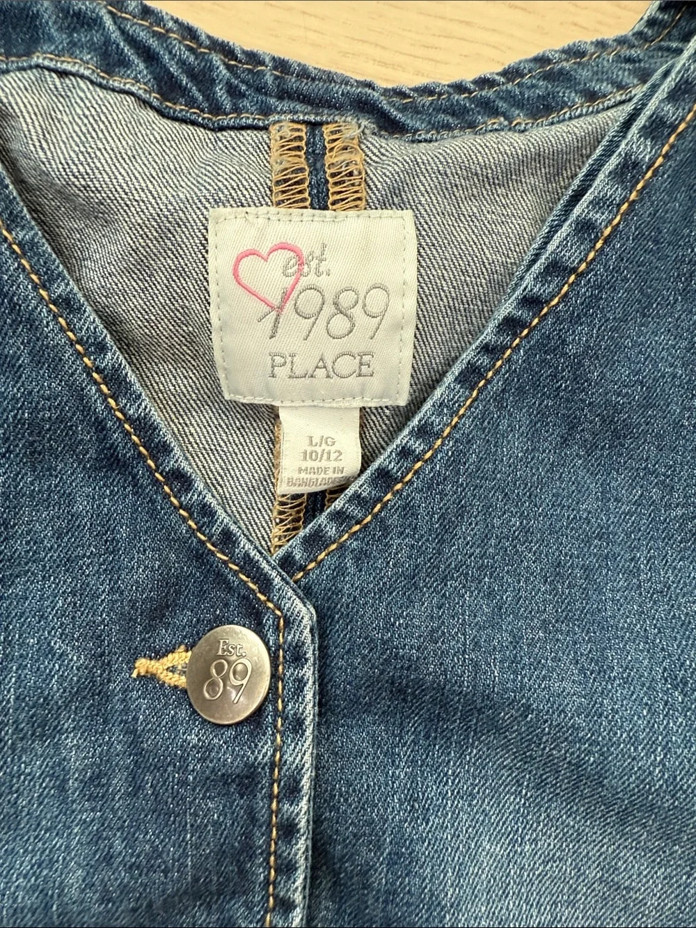 The Children’s Place Y2K Girls Denim Vest Size 10/12 Vintage Style